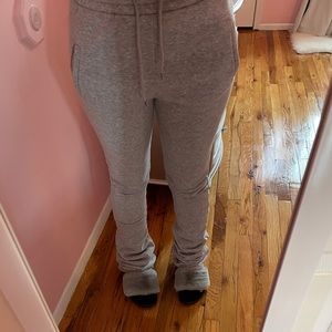 Thick Grey Stacked Sweatpants Sz Medium